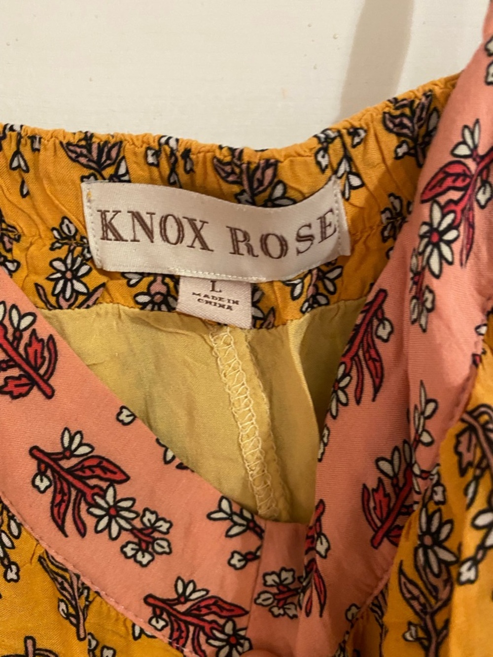 Knox Rose Tiered Boho Spaghetti Strap Maxi Dress in Yellow & Pink - Picture 3 of 3